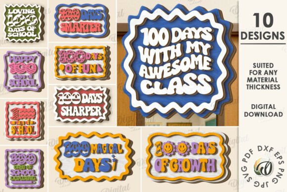 100th Days of School Signs Bundle Laser