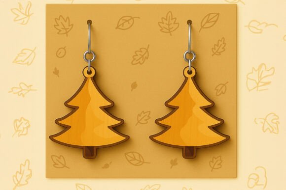 Autumn Tree Wooden Earrings SVG