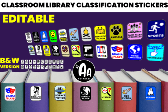 Book Genre Labels for Classroom Library Graphics