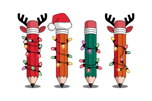 Christmas Pencil Lights Vector Set
