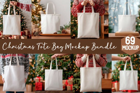 Christmas Tote Bag Mockup Bundle