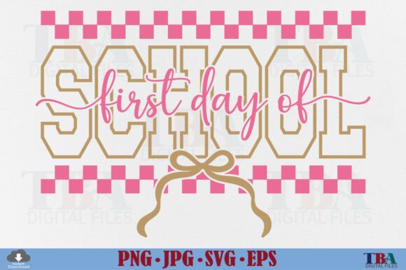 Coquette First Day of School, Checkered Graphics