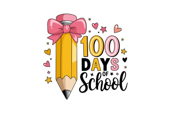 Cute Pencil 100 Days Celebration Graphics
