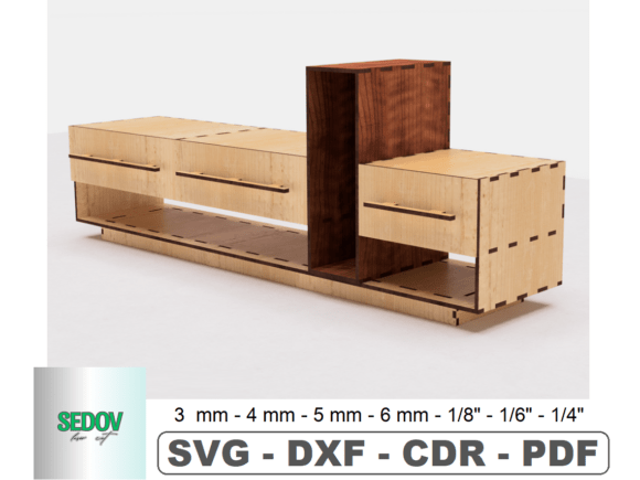 Deskshelf with Drawers Laser Cut Files