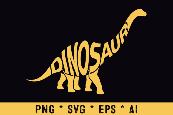 Dinosaur Wordart Typography Silhouette Graphics