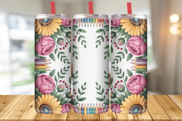 Floral Pencil Teacher Tumbler Wrap