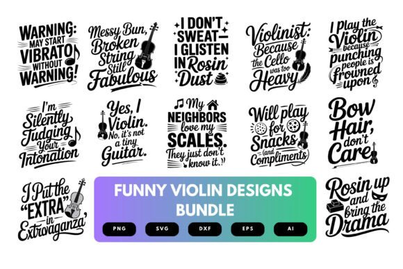 Funny Violin SVG Bundle