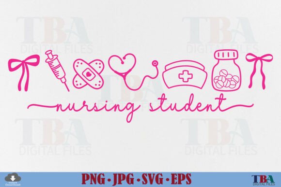 Nursing Student Pink School Nurse Icons