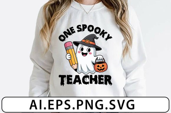One Spooky Teacher Ghost T-Shirt Design