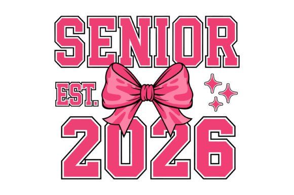 Pink Senior 2026 Bow Design Graphics