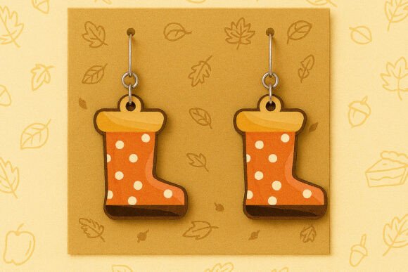 Polka Dot Boots Earrings SVG