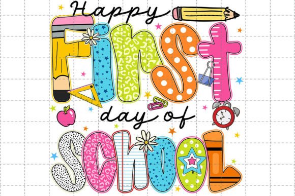 Preppy Happy First Day of School PNG Graphics