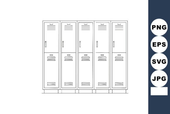 School Lockers Row Black and White Graphics