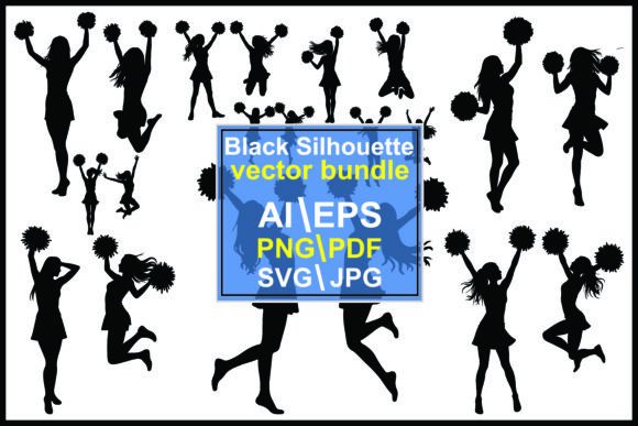Silhouette Cheerleaders with Pompoms