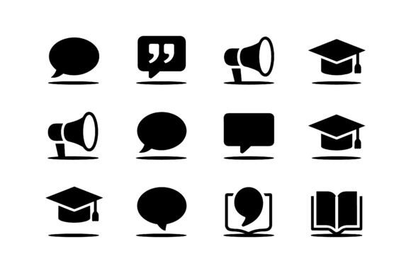 Speech Graduation Icon Set EPS