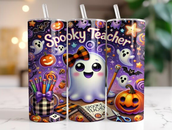 Spooky Teacher Halloween Tumbler Wrap Graphics