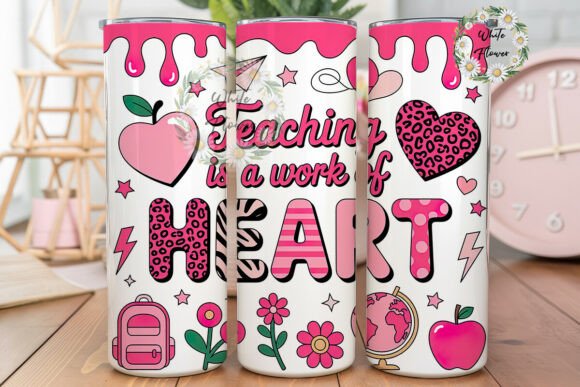 Teacher Heart 20oz Tumbler Wrap Graphics
