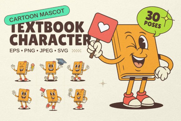 Textbook Cartoon Mascot Character Graphics