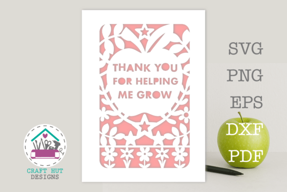 Thank You Teacher Card Papercut SVG
