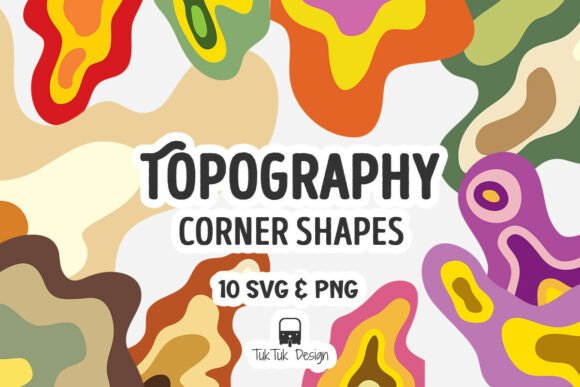 Topography Abstract Corner Elements for Graphics and Illustrations
